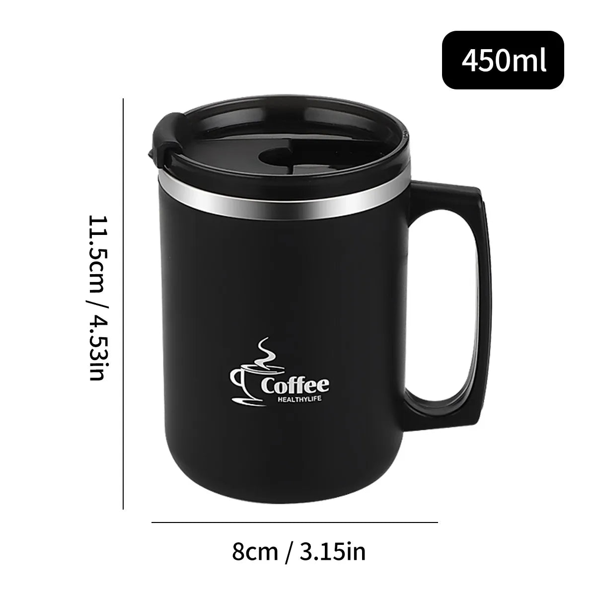 Travel Thermal Coffee Mug Tumbler With Handle 304 Stainless Steel Insulated Cup Leakproof Thermos Water Bottle Mini Dual Drink
