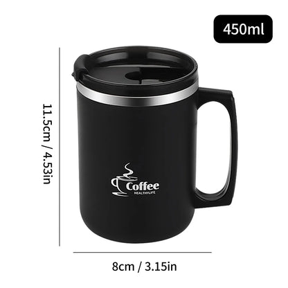 Travel Thermal Coffee Mug Tumbler With Handle 304 Stainless Steel Insulated Cup Leakproof Thermos Water Bottle Mini Dual Drink