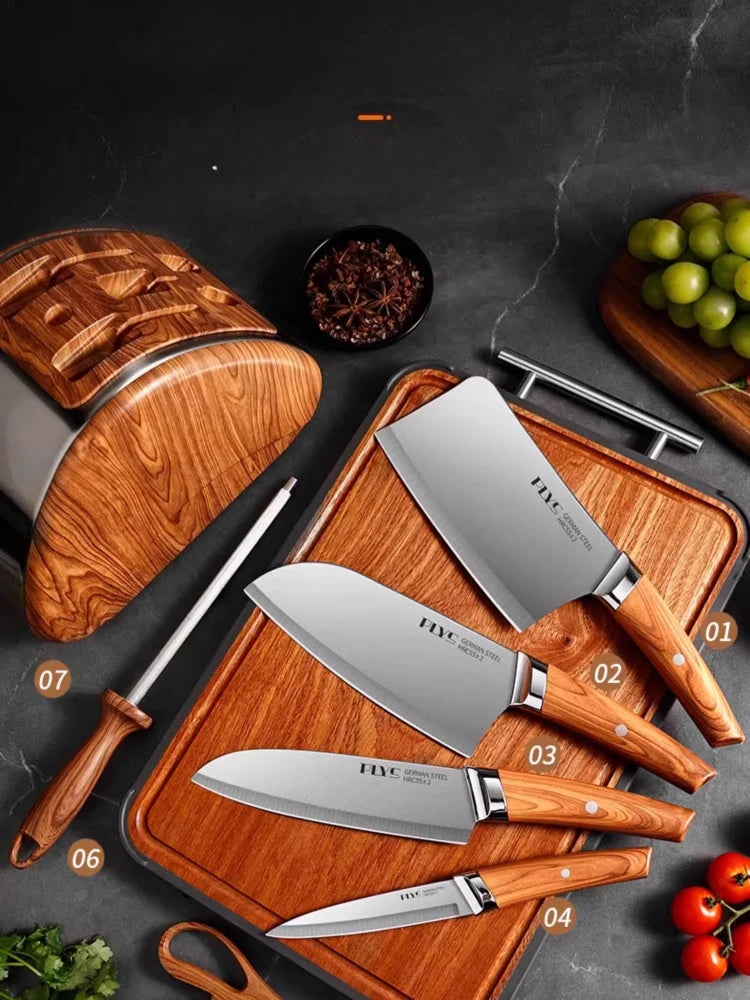 Professional Full 7 PCS Knife Set Stainless Steel Kitchen Knives Sets Best Kitchen Slicing with Knife Storage Block for Easy Kit