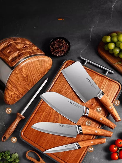 Professional Full 7 PCS Knife Set Stainless Steel Kitchen Knives Sets Best Kitchen Slicing with Knife Storage Block for Easy Kit