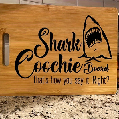 Bamboo Great Shark Engraved Cutting Board - Humorous Kitchen Decor, Perfect Housewarming Gifts，Outdoor camping, dinner party