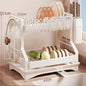 Kitchen Organizer 2 Tier Dish Drying Rack Utensils Storage Rack Bowls Knife Fork Pot Holder Countertop Dinnerware Drainboard