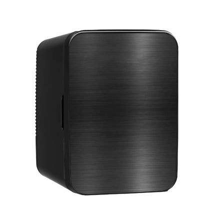 Retro 10L Mini Personal Refrigerator, 15-Can Capacity Black Stainless Steel Mini Fridge for Beverages, Skincare, and Snacks, Portable and Energy-Efficient Mini Cooler for Bedroom, Office, Dorm, or Travel, Compact, Stylish, an