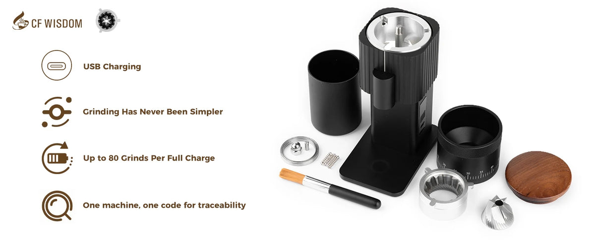 Portable USB Rechargeable Electric Coffee Grinder Adjustable Coffee Bean Grinder for Travel Home Office