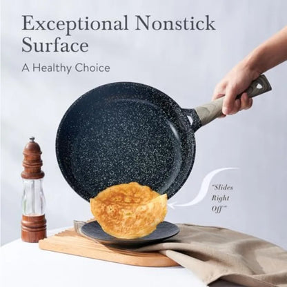 Ceramic Cookware Set 22 Pcs Nonstick Pots and Pans Set Non Stick Kitchen Cooking Sets 8"Frying Pans with Lid, Granite Non-Toxic
