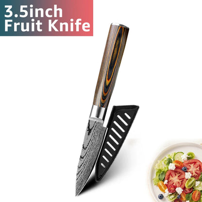 Kitchen Knife Set Professional Chef Knife 7CR17 Germany Stainless Steel Damascus Laser Meat Cleaver Slicing Santoku Cutter Tools