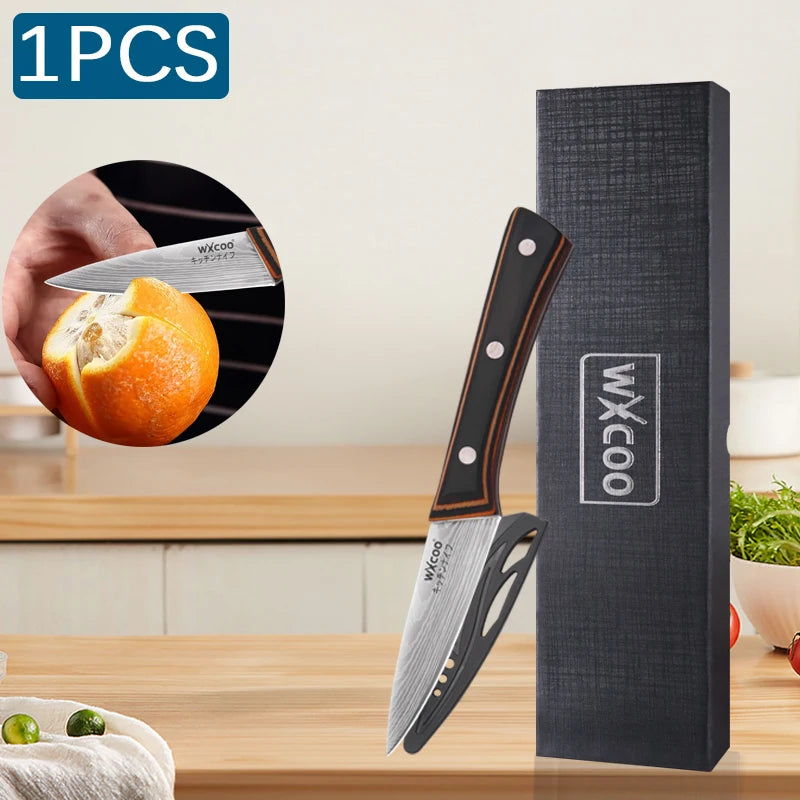 WXCOO Stainless Steel Japanese Knife 7Inch Kitchen Knife Ergonomic Wood Handle Santoku Knives for Cooking Kitchen Accessories