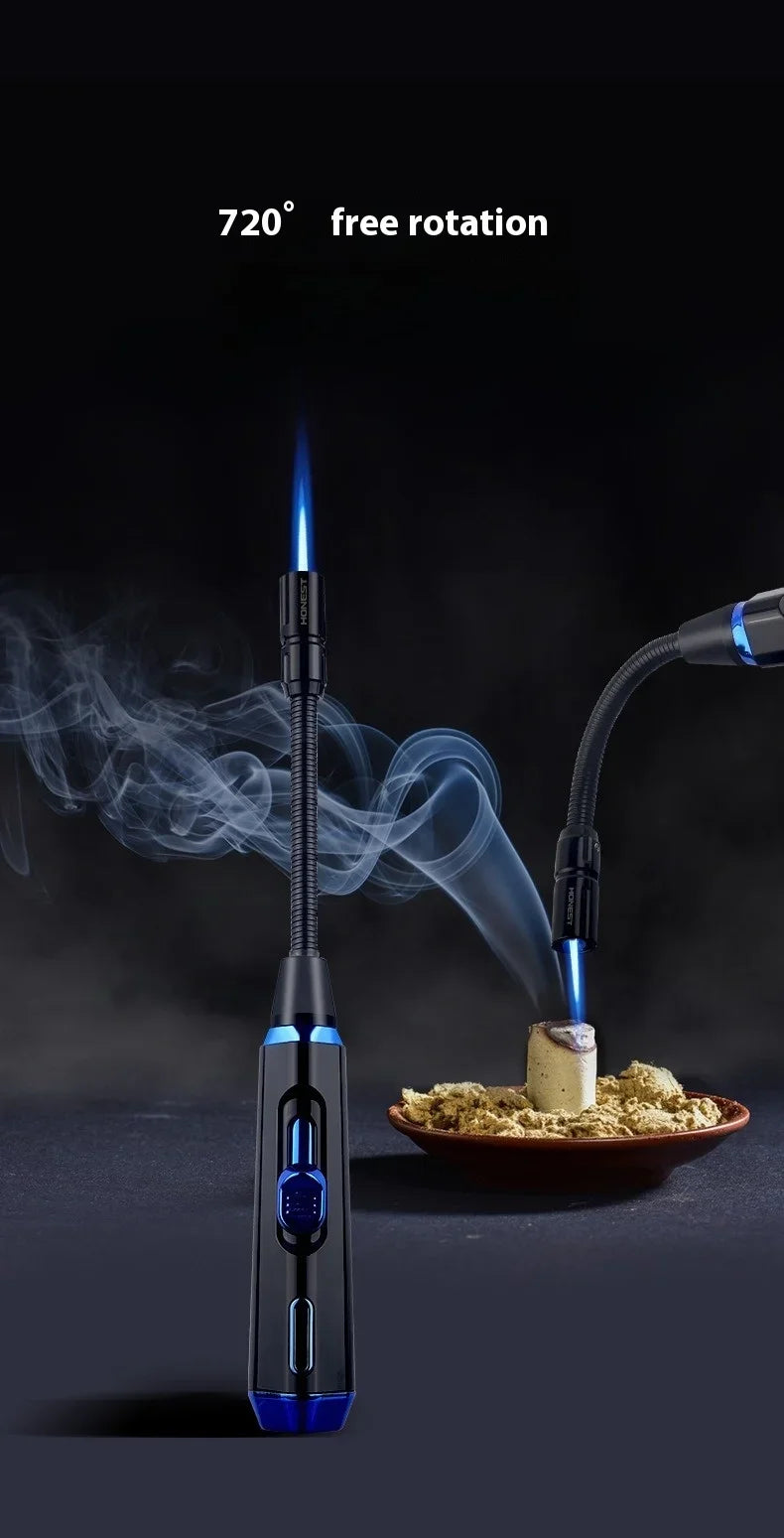2025 Adjustable Bent Hose Butane Lighter, Windproof Rotary Nozzle, Suitable for Kitchen/barbecue/candle, Inflatable Gas Igniter