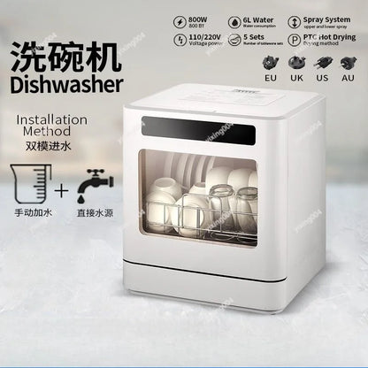 Portable Countertop Dishwasher No Installation Smart High Temp Drying Household Washer