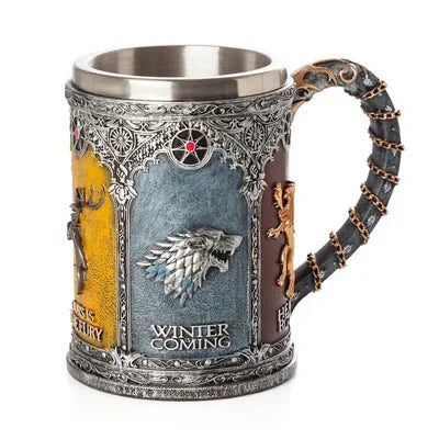 3D Beer Mugs Coffee Cups Gothic Goblet Iron Tankard Stainless Steel Resin Wine Glass Mug 600ML Skull Father's Day Gift 1 pcs