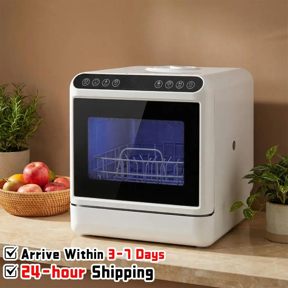 Countertop Dishwasher No Hookup Needed Automatic Dishwasher 360° Dual Spray High-Temp& Air-Dry Function for Apartments