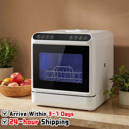 Countertop Dishwasher No Hookup Needed Automatic Dishwasher 360° Dual Spray High-Temp& Air-Dry Function for Apartments