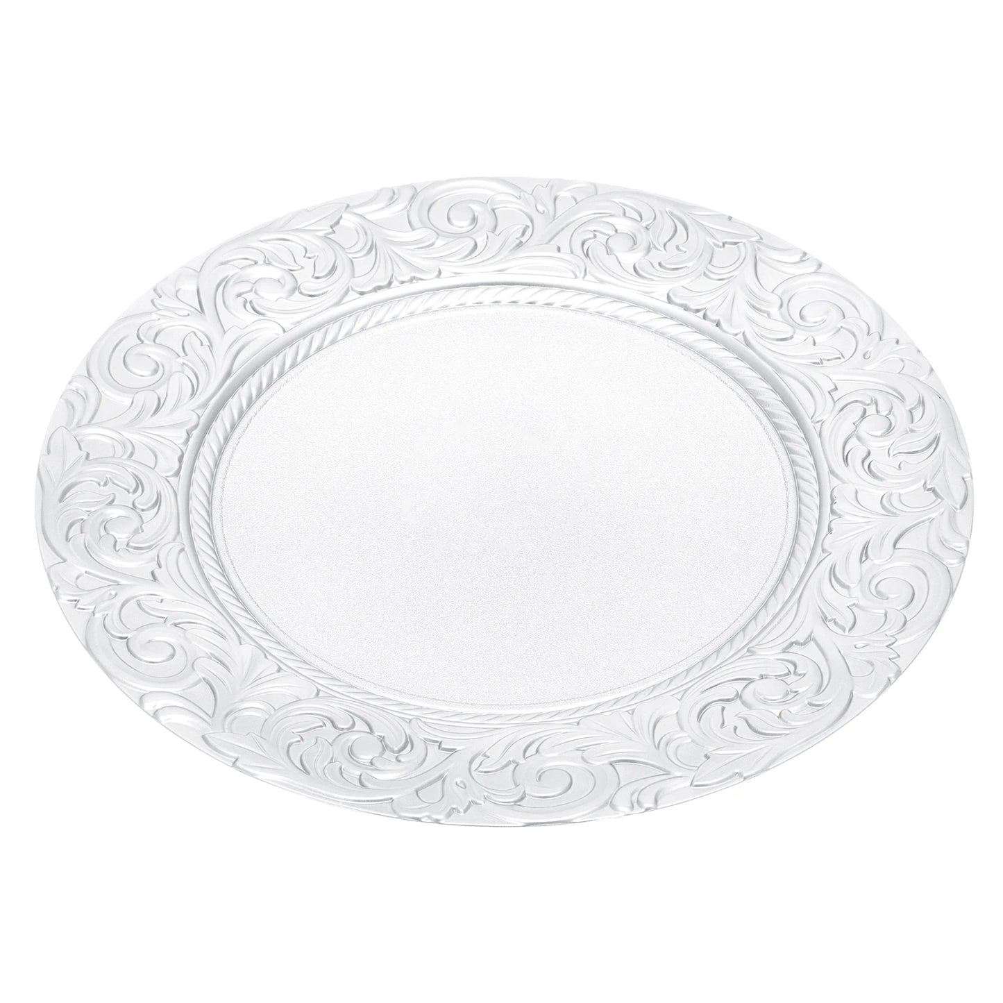 100 Pcs Silver Round Charger Plates Set, Reusable Serving Plates Disposable Platters for Wedding Party Banquets Picnics
