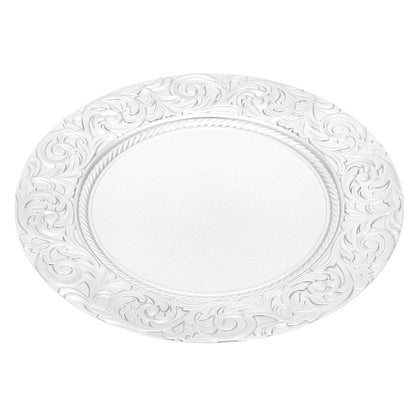 100 Pcs Silver Round Charger Plates Set, Reusable Serving Plates Disposable Platters for Wedding Party Banquets Picnics