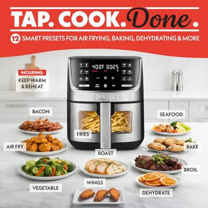 Air Fryer 7 Qt Large Ccity with LED Display 12 One-Touch Presets FryForce 360 Technology Nonstick Dishwasher-Safe Basket Crispe