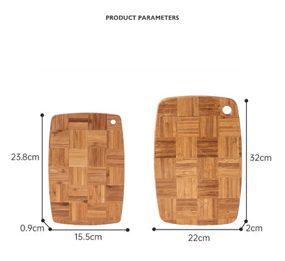 Checkerboard Moso Bamboo Cutting Board, Bamboo Chopping Board with Juice Groove & Hanging Carry Hole, Portable Fruit Vegetable