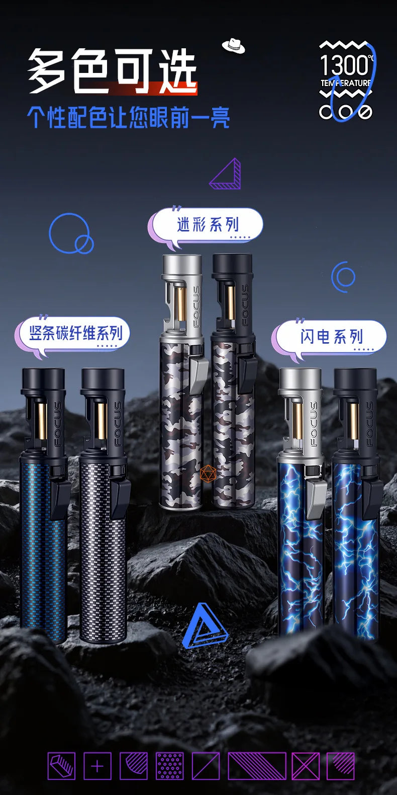 New Powerful Metal Gas Lighter Windproof Kitchen Cooking Torch Flame Jet Barbecue Smoking Accessories Cigar Lighters Men's Gift