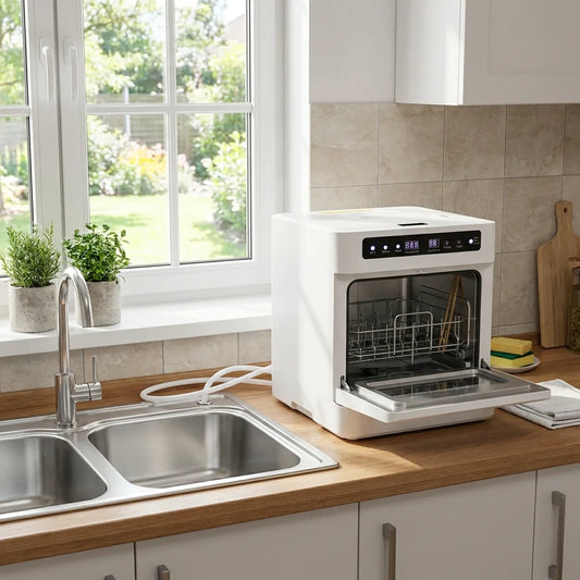 Portable Mini Countertop Dishwasher 39*43*46cm/15.35*16.92*18.11in- US Standard Household Energy-Saving Efficient with LED Display Bowl Rack Chopsticks Rack