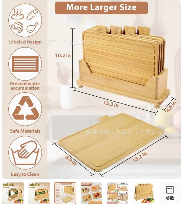 4PCS Wood Cutting Board Set for Baking Bread Cuting Fruit Vegetable Chees Kitchen & Charcuterie Available on Both Sides