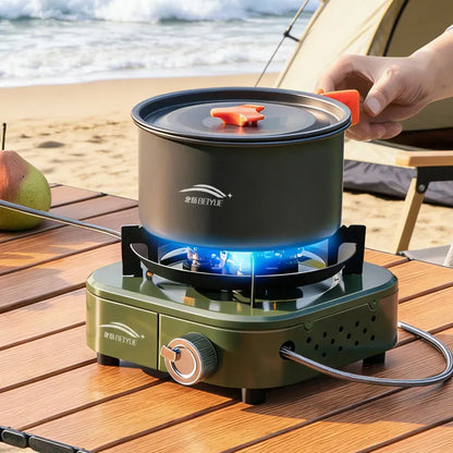 Beiyue 6 Burners Windproof Camping Gas Stove, High Power With Explosion-Proof Hose For Rv Outdoor Use