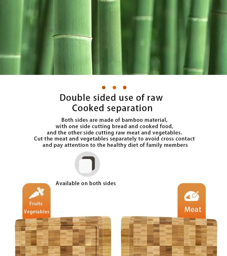 Large Bamboo Cutting Board Kitchen Chopping Block Butcher Board for Meat Fruit Vegetables Thick Chopping Board With Juice Groove