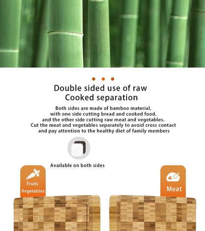 Large Bamboo Cutting Board Kitchen Chopping Block Butcher Board for Meat Fruit Vegetables Thick Chopping Board With Juice Groove