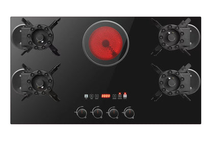 ALK Wholesale Four-gas and One-electricity Tempered Glass Gas Stove for Kitchen Household
