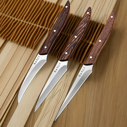Food Carving Knife 3-piece Set Chef Carved Fruit Decorative Knife Professional Food Carving Sharp Solid Wood Handle Utility Tool