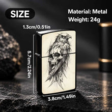Dark Style Hawk Skull Sketch Portable Lighter, Retro Artistic Decor Carry-On Ignition Tool, Suitable For Daily Travel Outdoor Trips Multiple Scenarios, Trendy Aesthetic Practical Gift Item With Unique Hand-Drawn Texture A Hum