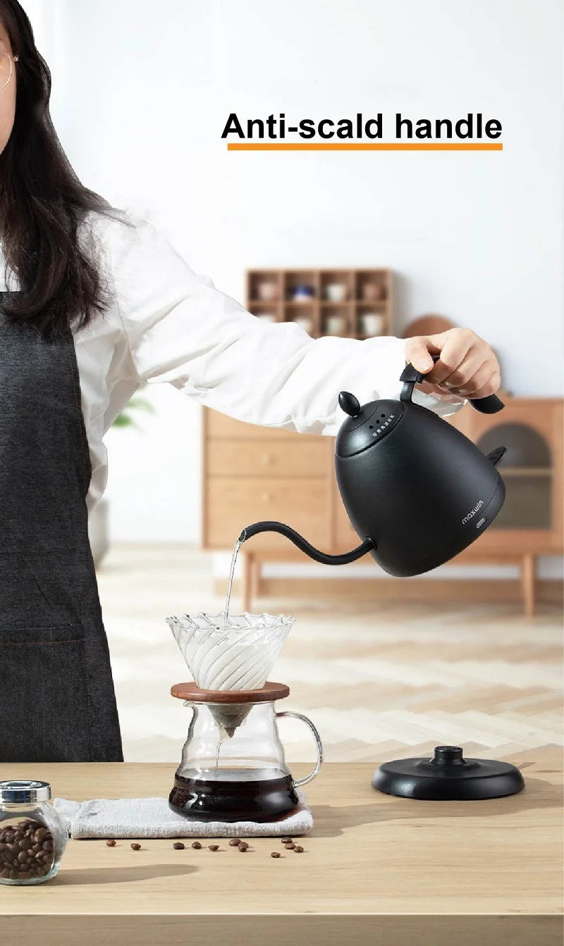 220V Electric Kettle Mini Gooseneck Kettle Pour-over Coffee Kettle 304 Stainless Steel Kettle Teapot Automatic Power Off 600ml