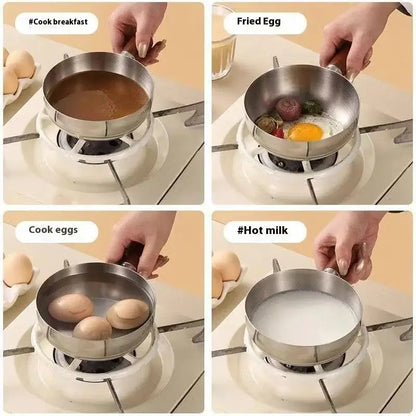 ♥Stainless Steel Saucepan with Wooden Handle - Single-Size Cookware for Boiling/Sauces, Induction & Gas Stove Compatible Pan