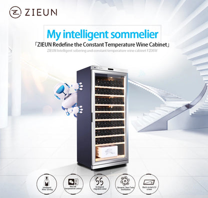357L Wine Cooler Refrigerator Stainless Steel Wine Cabinet Intelligent Cellar for Red/White Wine Champagne Cocktail Liquor