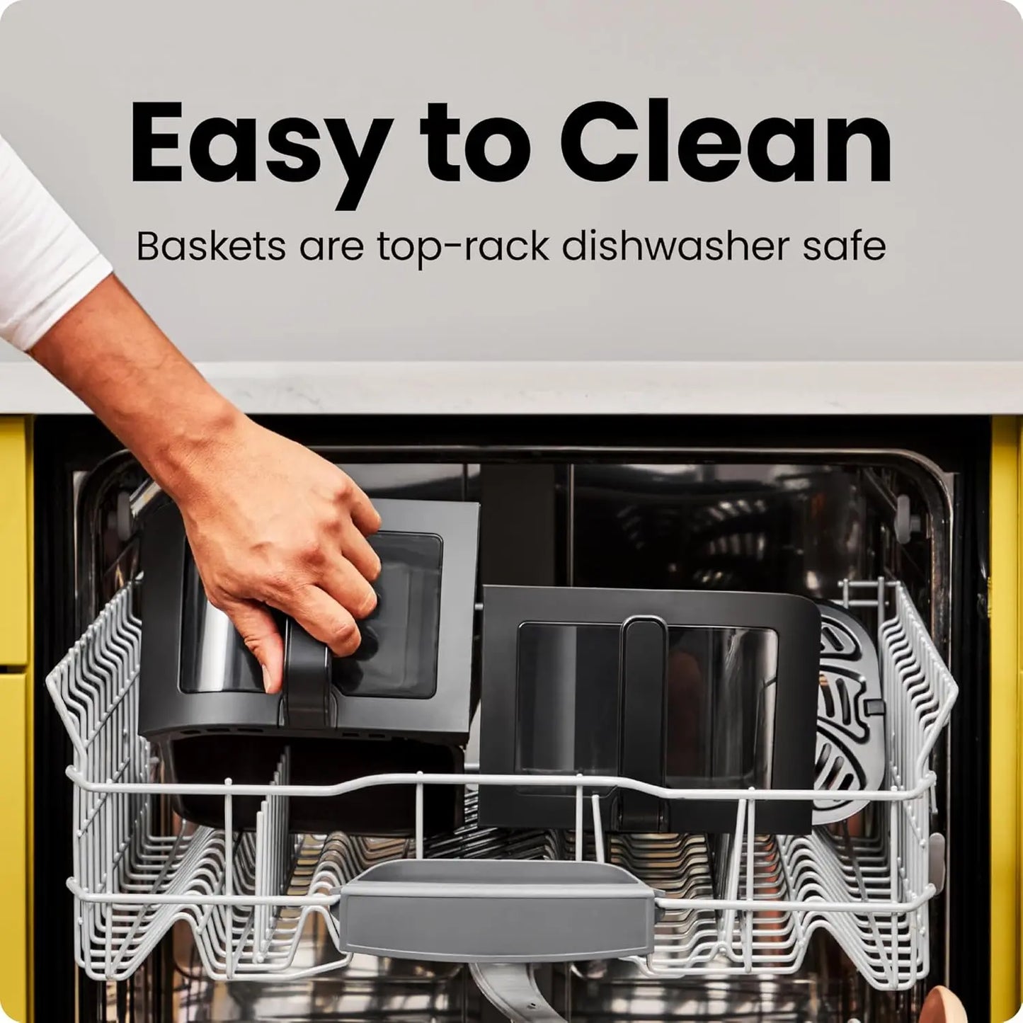 6 Quart Dual Basket Air Fryer Oven with Sync Finish, 2 Independent 3Qt Nonstick Baskets, Digital Double Air Fryer - Black