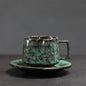 Traditional Arabic Coffee Cup and Dish Set Middle Eastern Style Kiln Transformed Coarse Ceramic Retro Handmade Mug