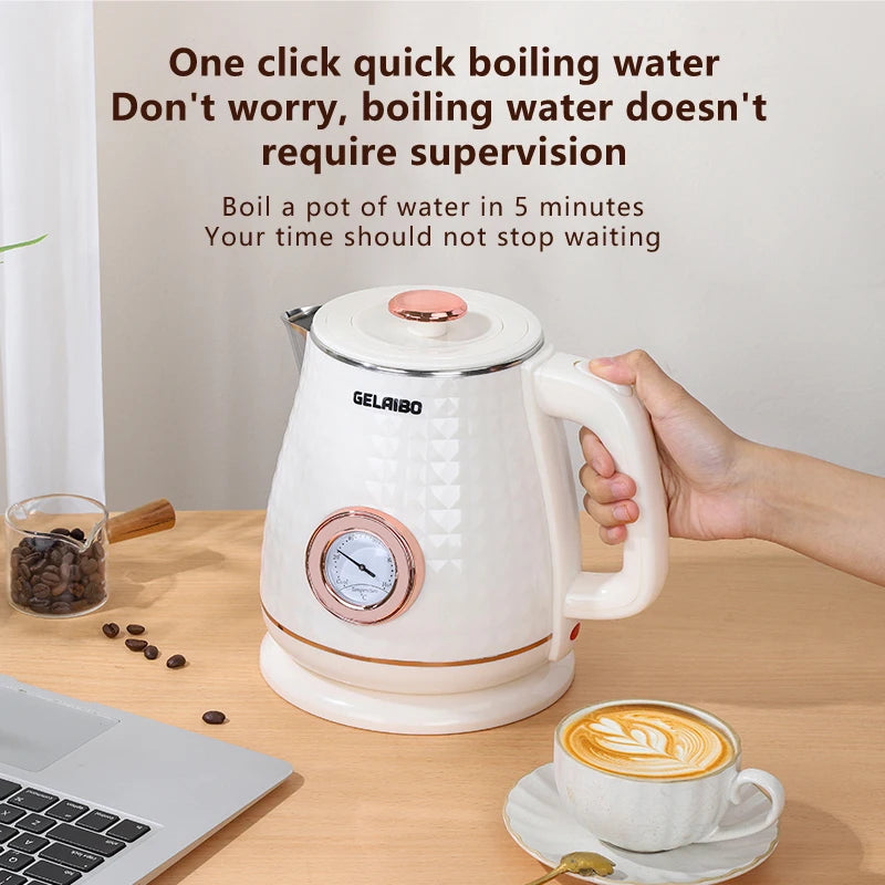 GELAIBO electric kettle mechanical thermometer shows the temperature, high-quality temperature control, European-style fashion s