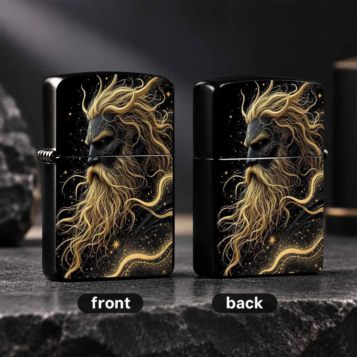 Nordic Myth Star God Themed Portable Lighter, Black Gold Myth Art Style Trendy Creative Item, Practical Accessory For Daily Outings, Suitable For Multiple Scenarios, Exquisite Texture Ideal Gift, Unique Atmospheric Stylish Sm