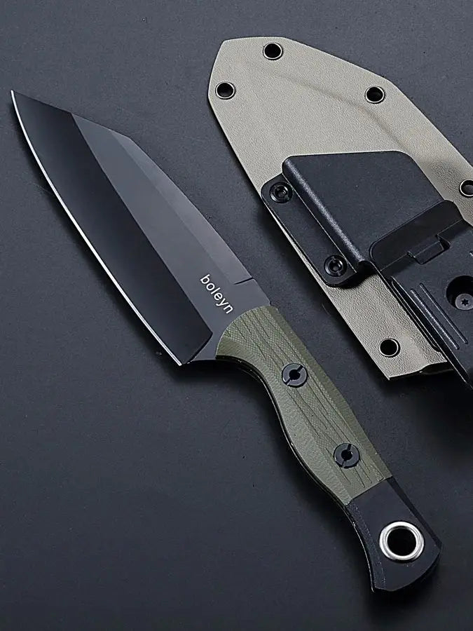 1 piece, 7RC13 high carbon stainless steel professional kitchen and outdoor dual-use knife, G10 handle K-type scabbard