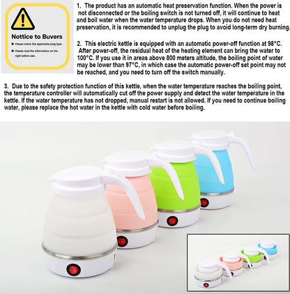 0.6L Mini foldable electric kettle portable electric kettle household travel water heater silicone compression 110V-220V