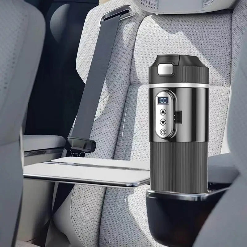 450ML Heated Coffee Mug 12/24V Stainless Steel Car Heating Cup Electric Kettle Water Warmer Bottle LCD Display Heat Preservation