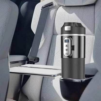 450ML Heated Coffee Mug 12/24V Stainless Steel Car Heating Cup Electric Kettle Water Warmer Bottle LCD Display Heat Preservation
