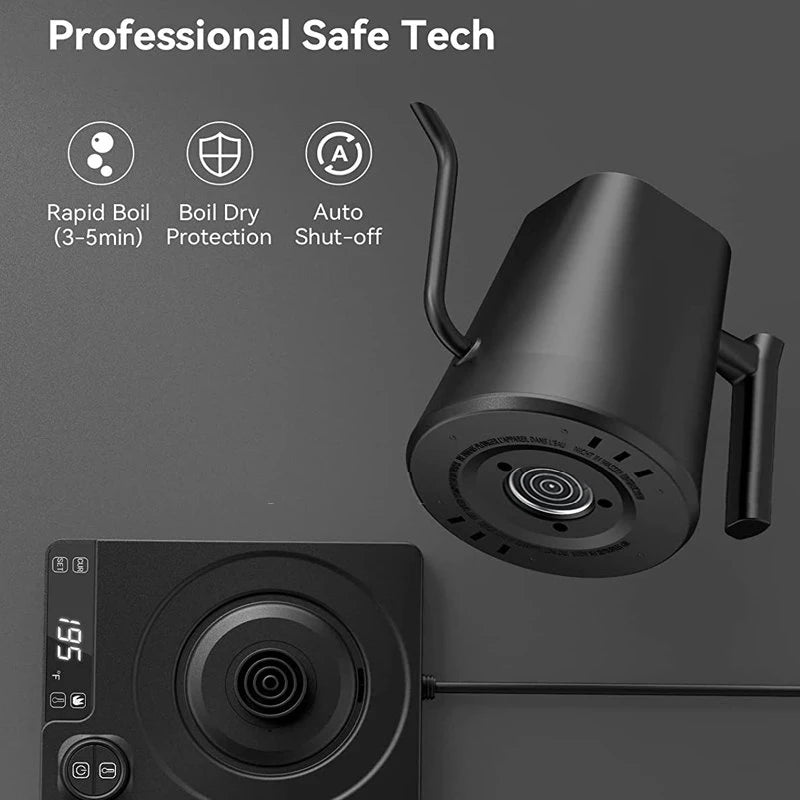 110V/220V Gooseneck Electric Kettle 1.0L Hand Brew Coffee Pot Smart Temperature Control Pot 1200W Rapid Heating Kettle Teapot