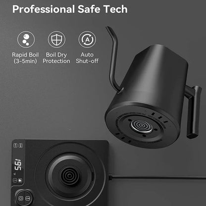 110V/220V Gooseneck Electric Kettle 1.0L Hand Brew Coffee Pot Smart Temperature Control Pot 1200W Rapid Heating Kettle Teapot