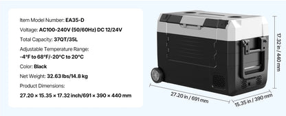 SucceBuy 20L 22L 35L 45L 55L Car Refrigerator Mini Fridge Freezer Portable Compressor Cooler DC 110-240V Ice Box for Camping