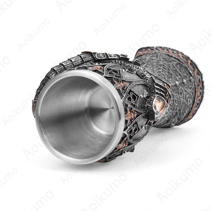The Vow English Armoured Knight Latin Oath Beer Mug Tankard Stein 304 Stainless Steel Armoured Glove Chalice Goblet Wine Glass