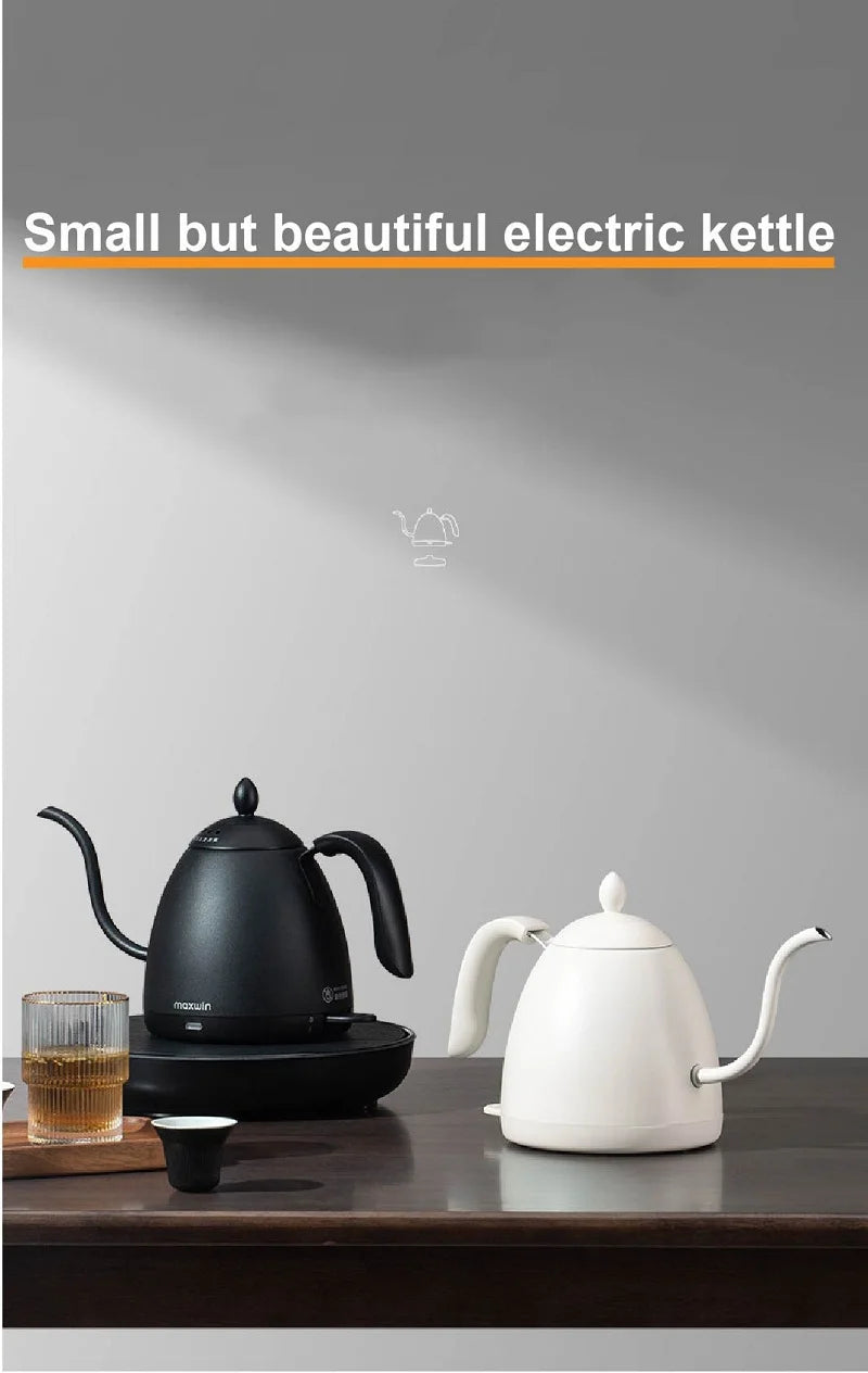 220V Electric Kettle Mini Gooseneck Kettle Pour-over Coffee Kettle 304 Stainless Steel Kettle Teapot Automatic Power Off 600ml