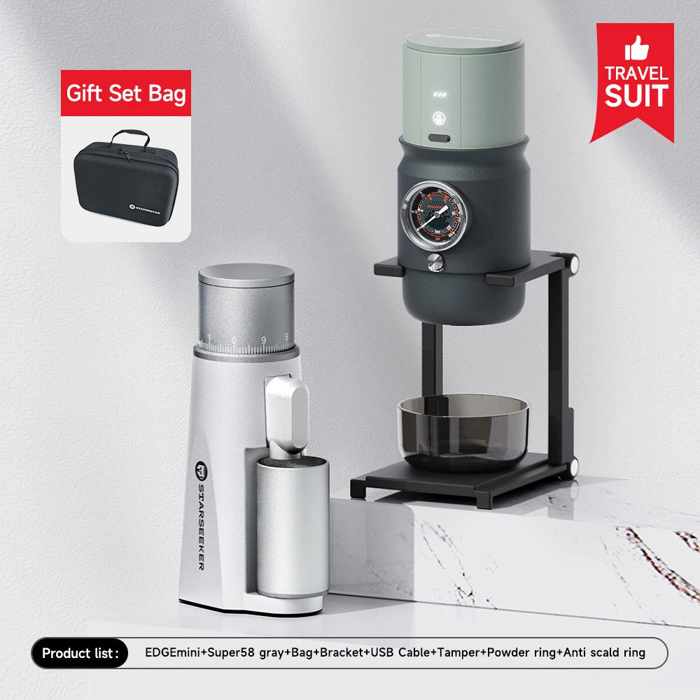 STARSEEKER EDGE Mini Portable Electric Coffee Grinder 38mm Cone Burr Stepless Adjustable Type-C Home Outdoor Travel Suit
