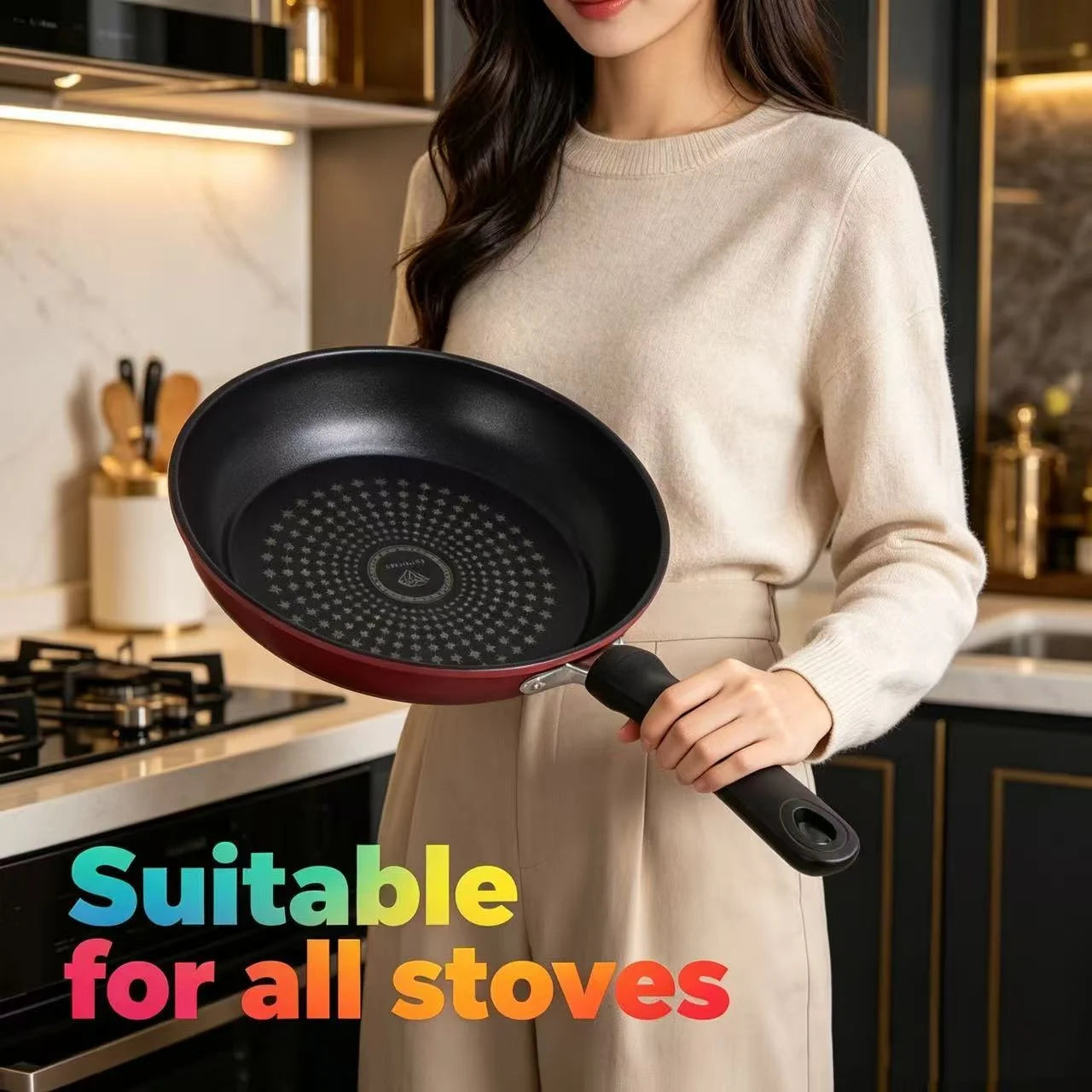 Premium Granite Non Stick Frying Pan, Multipurpose Kitchen Skillet for Steak, Eggs, Pancakes & Breakfast, Universal Compatibility