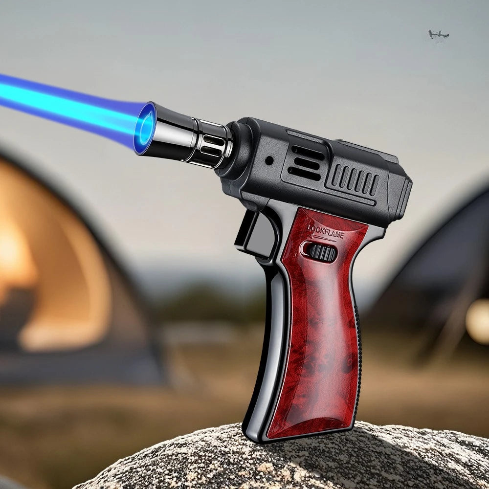 BBQ Barbecue Powerful Metal Gas Lighter Windproof Turbo Jet Blue Flame Kitchen Torch Cigar Smoking Accessories Gun Company