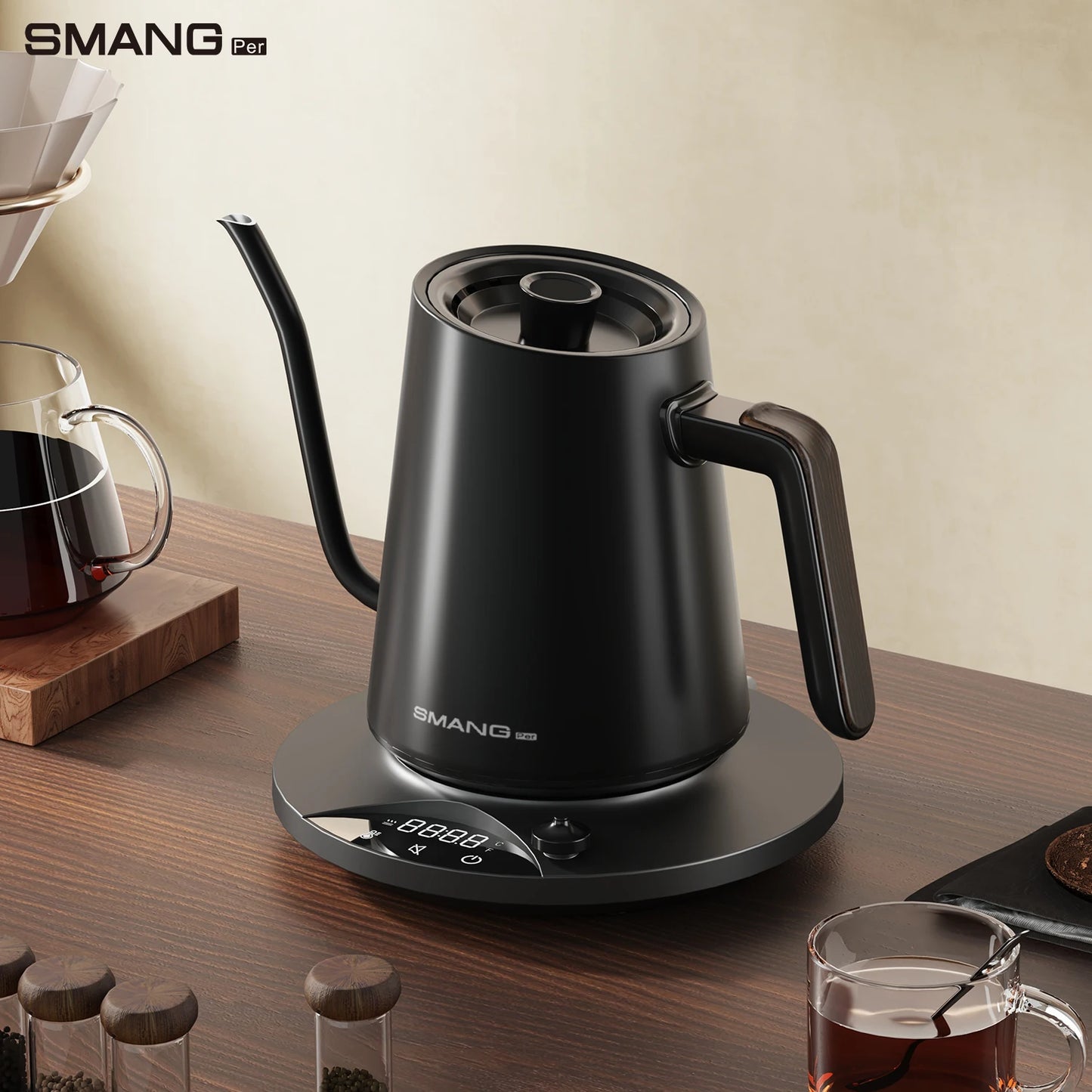 SMANG Gooseneck Electric Kettle 0.9L 1200W Intelligent Temperature Control Kettle Pour Over coffee Kettle Tea & Boiling Water