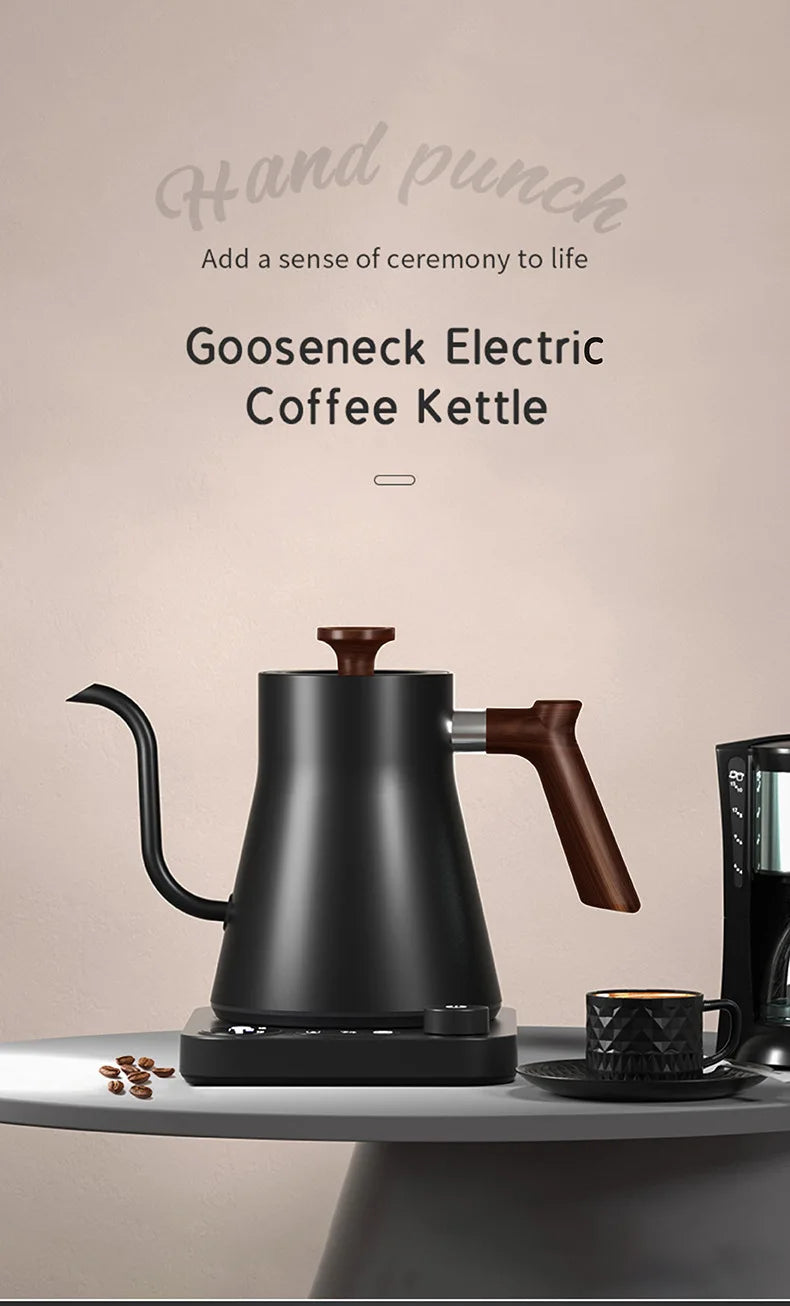 110V/220V Gooseneck Electric Kettle Smart Temperature Control Pot 1200W Rapid Heating Kettle 304 Stainless Steel Liner Pot 900ml